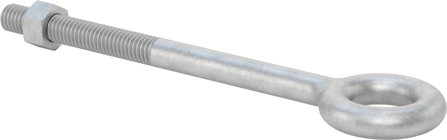 Somunlu ve Omuzsuz Galvanizli Çelik Halka Cıvata, Kaldırma için, 3/8"-16 Diş Boyutu, 5" Şaft Uzunluğu