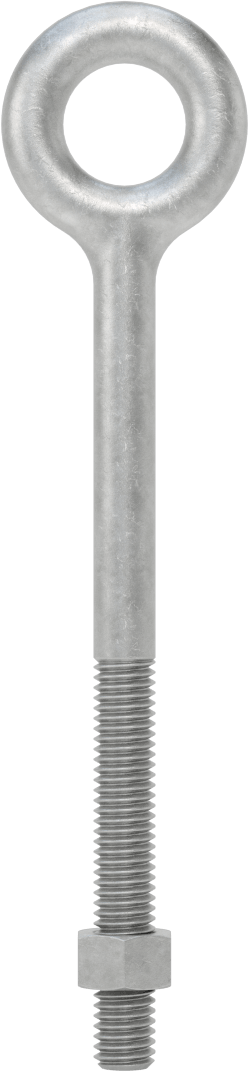 Somunlu ve Omuzsuz Galvanizli Çelik Halka Cıvata, Kaldırma için, 3/8"-16 Diş Boyutu, 5" Şaft Uzunluğu