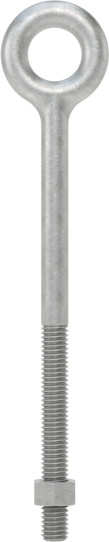Somunlu ve Omuzsuz Galvanizli Çelik Halka Cıvata, Kaldırma için, 3/8"-16 Diş Boyutu, 3" Diş Uzunluğu