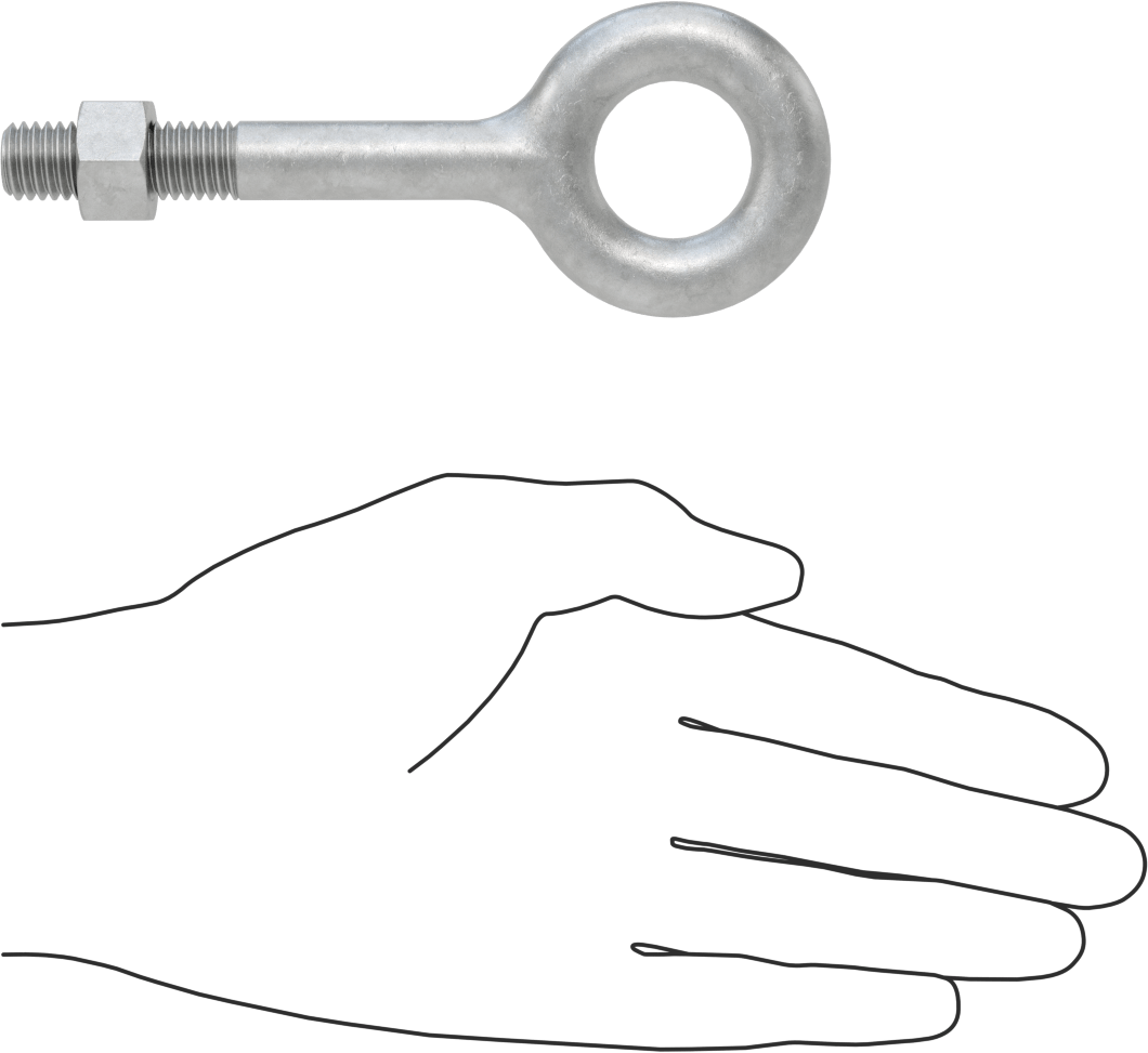 Somunlu ve Omuzsuz Galvanizli Çelik Halka Cıvata, Kaldırma için, 1/2"-13 Diş Boyutu, 1-1/2" Diş Uzunluğu