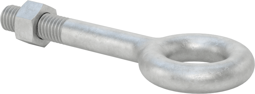 Somunlu ve Omuzsuz Galvanizli Çelik Halka Cıvata, Kaldırma için, 1/2"-13 Diş Boyutu, 1-1/2" Diş Uzunluğu