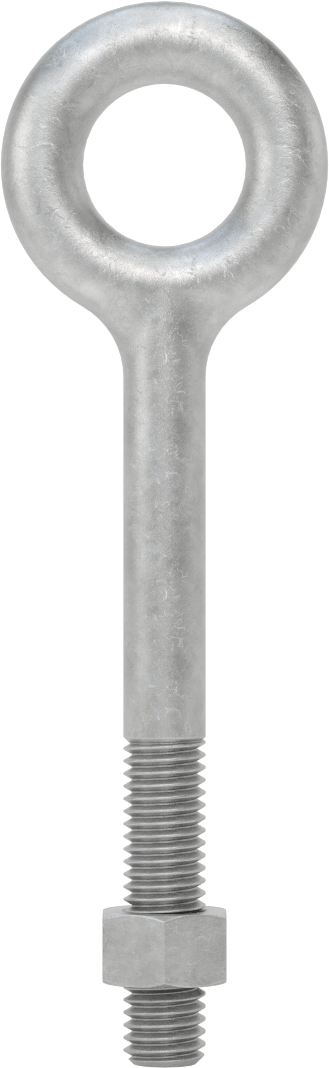 Somunlu ve Omuzsuz Galvanizli Çelik Halka Cıvata, Kaldırma için, 1/2"-13 Diş Boyutu, 4-1/2" Şaft Uzunluğu