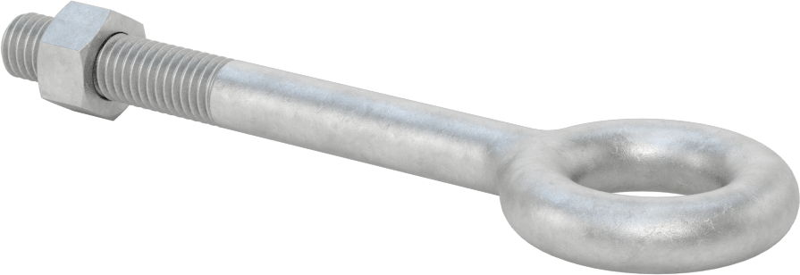 Somunlu ve Omuzsuz Galvanizli Çelik Halka Cıvata, Kaldırma için, 1/2"-13 Diş Boyutu, 4-1/2" Şaft Uzunluğu