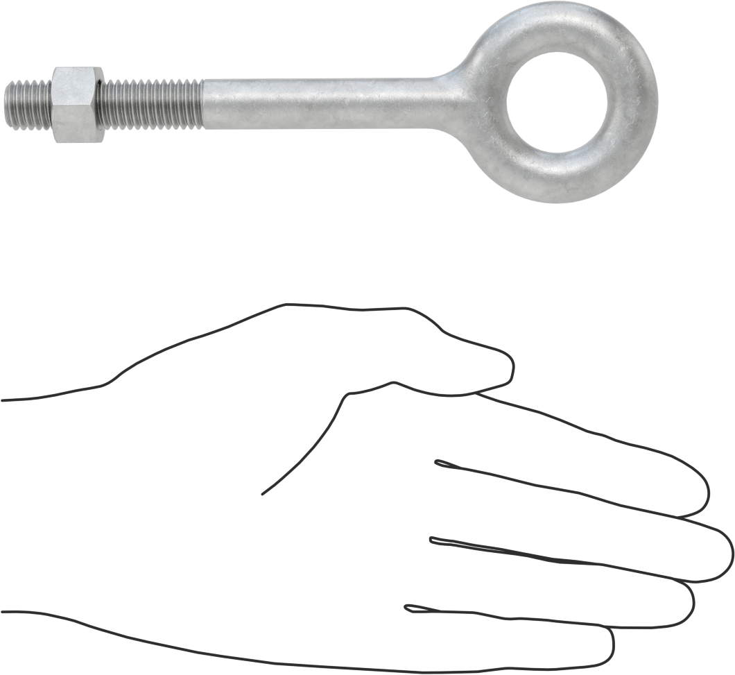 Somunlu ve Omuzsuz Galvanizli Çelik Halka Cıvata, Kaldırma için, 1/2"-13 Diş Boyutu, 4-1/2" Şaft Uzunluğu