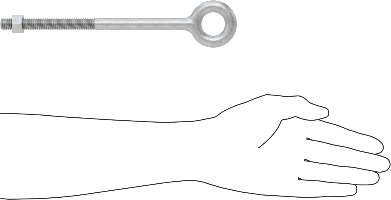 Somunlu ve Omuzsuz Galvanizli Çelik Halka Cıvata, Kaldırma için, 1/2"-13 Diş Boyutu, 4" Diş Uzunluğu, 8" Şaft