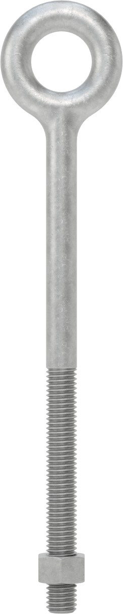 Somunlu ve Omuzsuz Galvanizli Çelik Halka Cıvata, Kaldırma için, 1/2"-13 Diş Boyutu, 4" Diş Uzunluğu, 8" Şaft