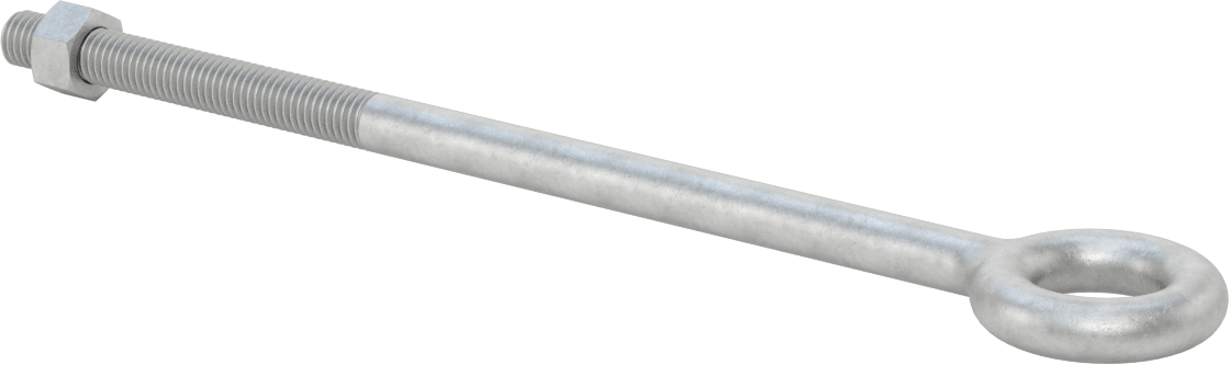 Somunlu ve Omuzsuz Galvanizli Çelik Halka Cıvata, Kaldırma için, 1/2"-13 Diş Boyutu, 4" Diş Uzunluğu, 10" Şaft