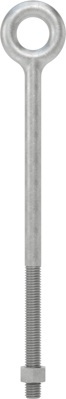 Somunlu ve Omuzsuz Galvanizli Çelik Halka Cıvata, Kaldırma için, 1/2"-13 Diş Boyutu, 4" Diş Uzunluğu, 10" Şaft