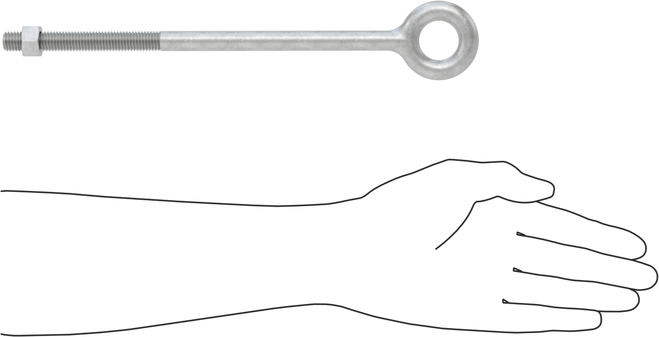 Somunlu ve Omuzsuz Galvanizli Çelik Halka Cıvata, Kaldırma için, 1/2"-13 Diş Boyutu, 4" Diş Uzunluğu, 10" Şaft