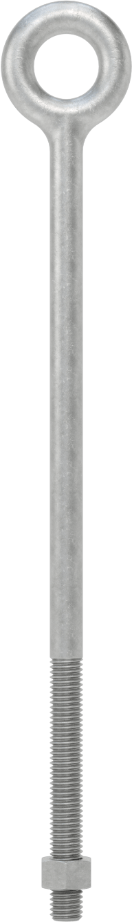 Somunlu ve Omuzsuz Galvanizli Çelik Halka Cıvata, Kaldırma için, 1/2"-13 Diş Boyutu, 4" Diş Uzunluğu, 12 inç Şaft