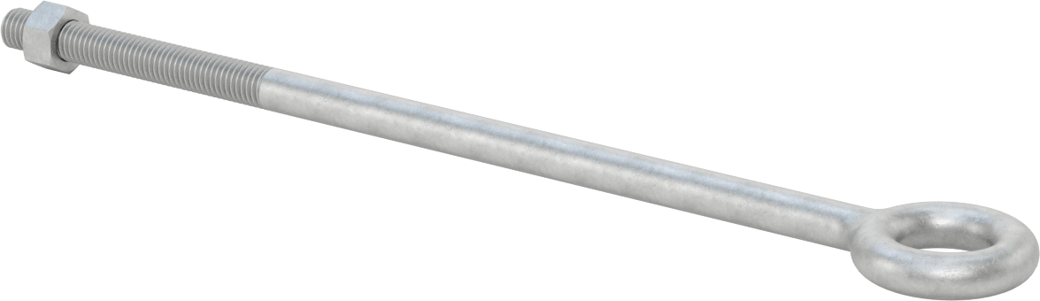 Somunlu ve Omuzsuz Galvanizli Çelik Halka Cıvata, Kaldırma için, 1/2"-13 Diş Boyutu, 4" Diş Uzunluğu, 12 inç Şaft