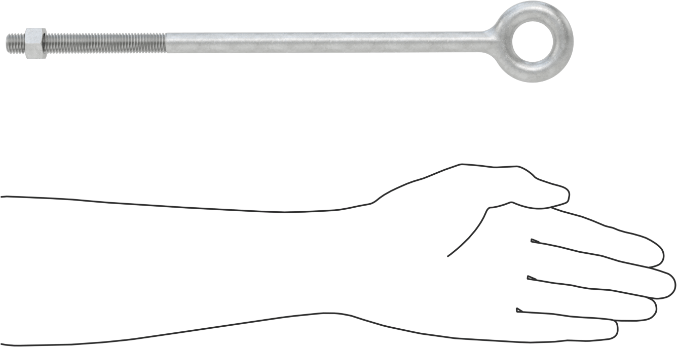 Somunlu ve Omuzsuz Galvanizli Çelik Halka Cıvata, Kaldırma için, 1/2"-13 Diş Boyutu, 4" Diş Uzunluğu, 12 inç Şaft