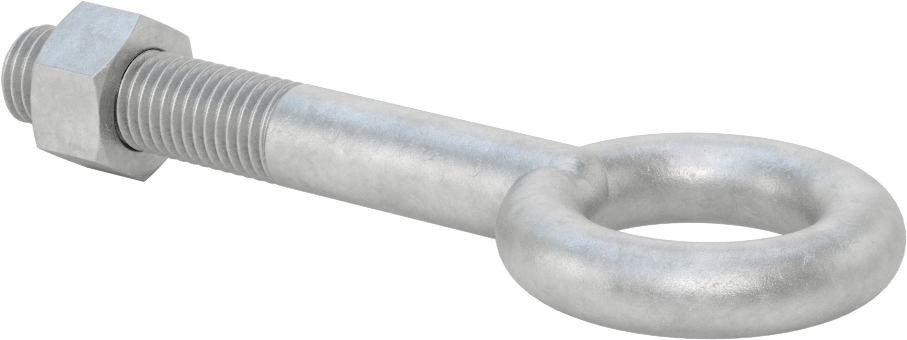 Somunlu ve Omuzsuz Galvanizli Çelik Halka Cıvata, Kaldırma için, 3/4"-10 Diş Boyutu, 2-1/2" Diş Uzunluğu