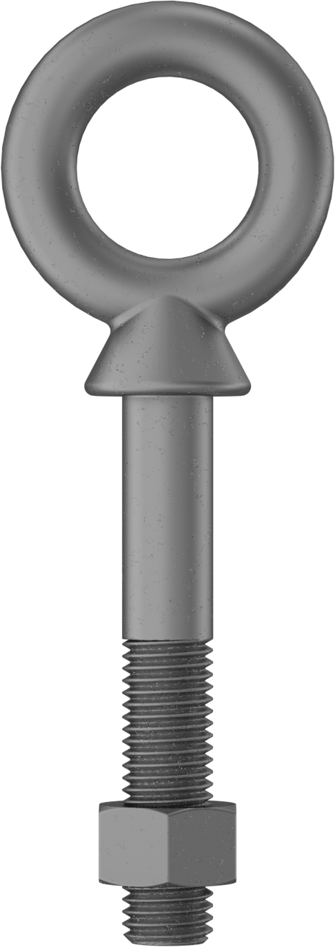 Somunlu ve Omuzlu Galvanizli Çelik Halka Cıvata, Kaldırma için, 3/4"-10 Diş Boyutu, 2-1/2" Diş Uzunluğu