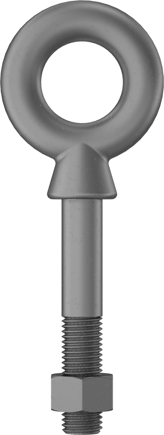 Somunlu ve Omuzlu Galvanizli Çelik Halka Cıvata, Kaldırma için, 7/8"-9 Diş Boyutu, 2-1/2" Diş Uzunluğu