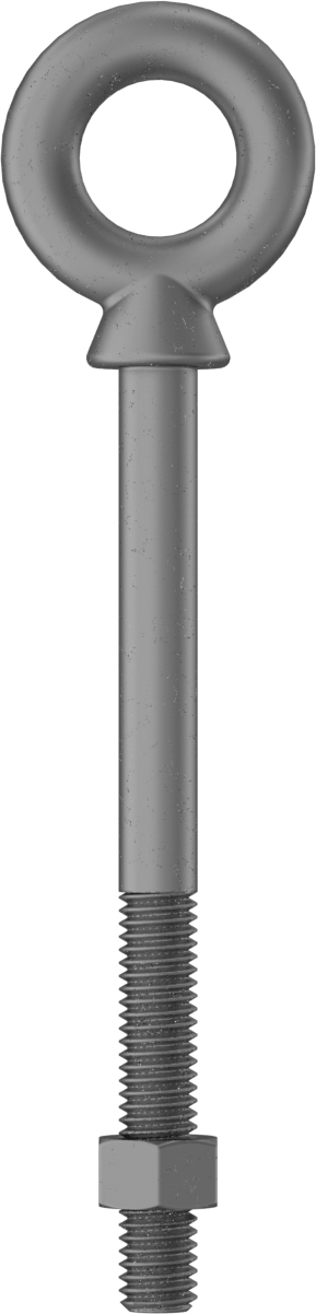 Somunlu ve Omuzlu Galvanizli Çelik Halka Cıvata, Kaldırma için, 3/8"-16 Diş Boyutu, 2" Diş Uzunluğu