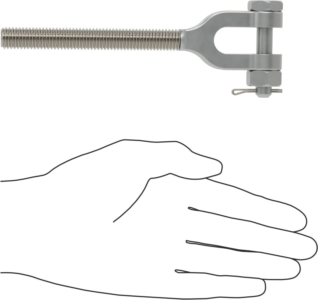 316 Paslanmaz Çelik Gerdirme - Kaldırma Amaçlı Değil, Çatal Uç, 1/2"-13 Sol Dişli