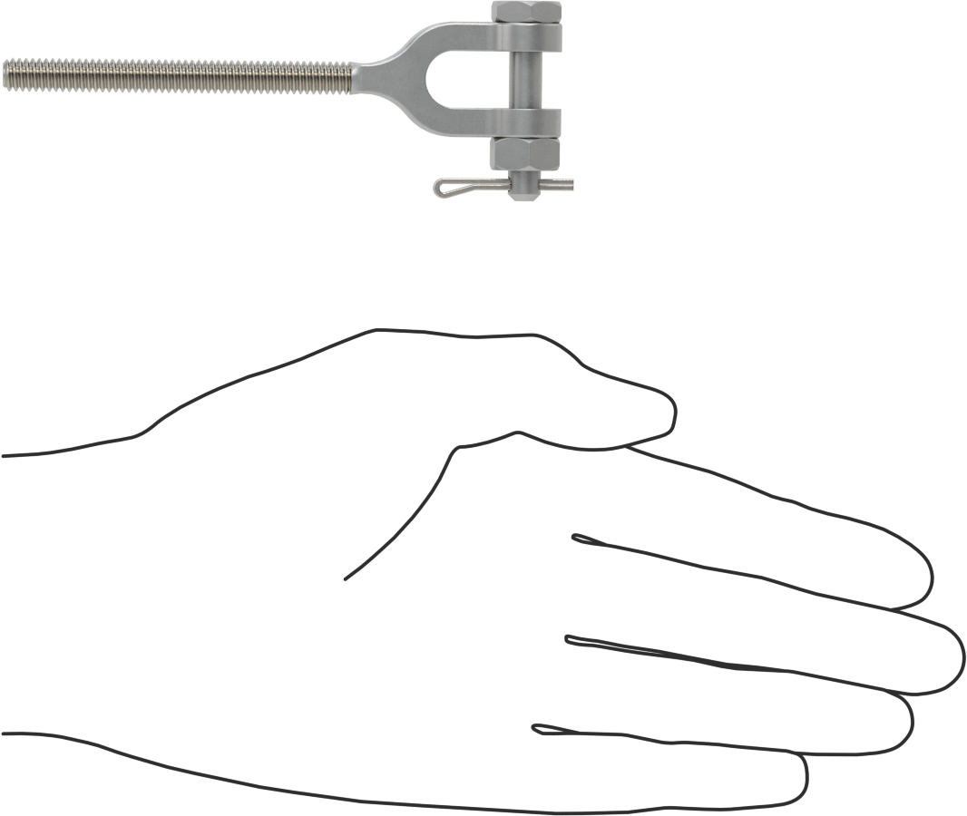 316 Paslanmaz Çelik Gerdirme - Kaldırma Amaçlı Değil, Çatal Uç, 1/4"-20 Sağ Dişli