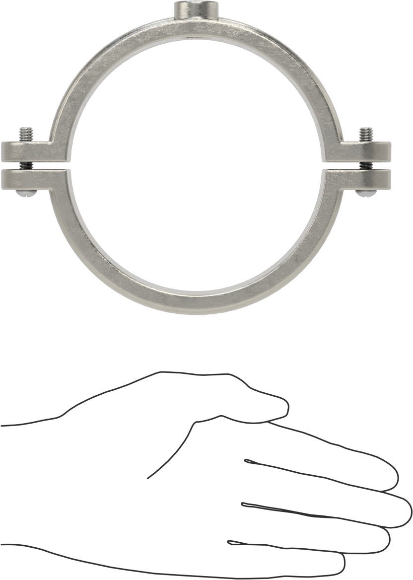 Snug-Hold Dişli Çubuk Montajlı Sıkıştırma Askısı, 304 Paslanmaz Çelik, 4-1/2" ID
