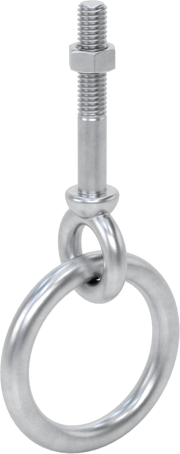 Freze Halka Cıvatası, Galvanizli Çelik, 2-1/8" Göz Çapı, 3/8"-16 Diş, 1-1/2" Diş Uzunluğu