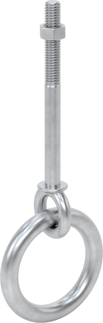 Freze Halka Cıvatası, Galvanizli Çelik, 2-1/8" Göz Çapı, 3/8"-16 Diş, 2-1/2" Diş Uzunluğu