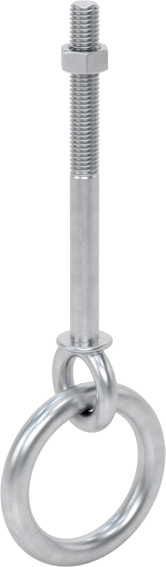 Freze Halka Cıvatası, Galvanizli Çelik, 2-1/2" Göz Çapı, 1/2"-13 Diş, 3" Diş Uzunluğu