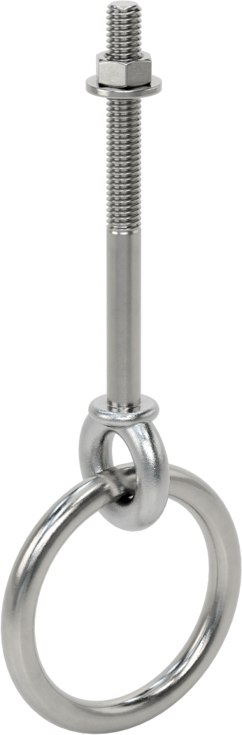 Freze Halka Cıvatası, 316 Paslanmaz Çelik, 2-1/2" Göz Çapı, 3/8"-16 Diş, 2-1/2" Diş Uzunluğu