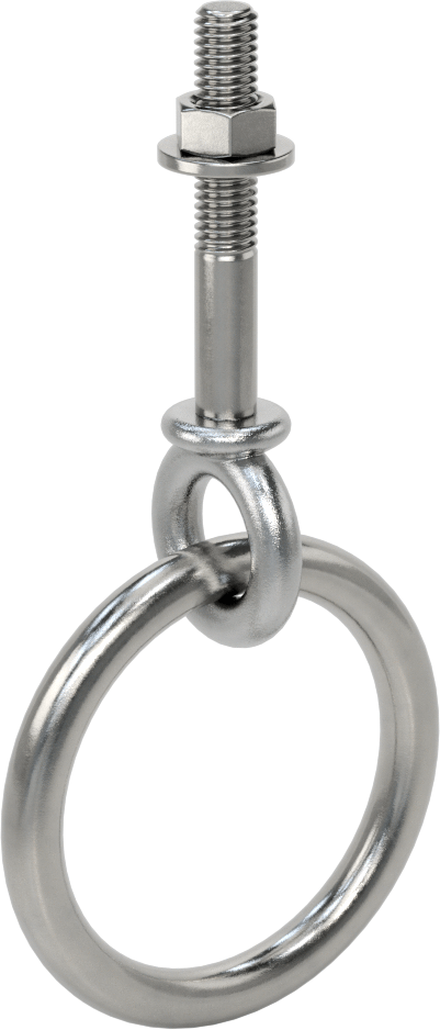 Freze Halka Cıvatası, 316 Paslanmaz Çelik, 2-1/2" Göz Çapı, 3/8"-16 Diş, 1-1/2" Diş Uzunluğu