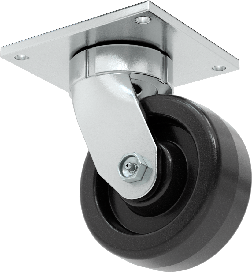 5-1/2“ x 5” Plakalı Yüksek Kapasiteli Vulcan Tekerlek, 5" Çaplı Fenolik Tekerlekli Döner