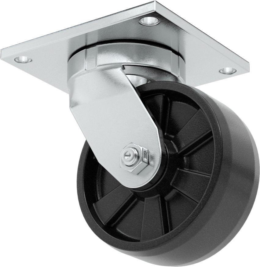 5-1/2“ x 5” Plakalı Yüksek Kapasiteli Vulcan Tekerlek, 5 inç Çapında Naylon Tekerlekli Döner Tekerlek