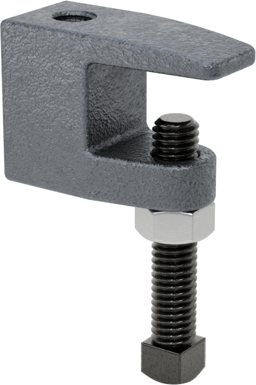 Dişli Çubuk için Kiriş Kelepçesi, Alttan/Üstten Montaj, 3/8“-16 Çubuk Boyutu ve 13/16” Kiriş Kalınlığı için