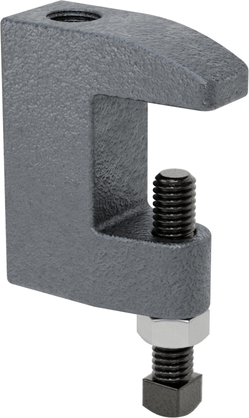 Dişli Çubuk için Kiriş Kelepçesi, Alttan/Üstten Montaj, 3/8“-16 Çubuk Boyutu ve 1-1/4” Kiriş Kalınlığı için