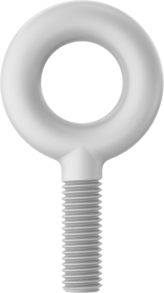 Fiberglas Yönlendirme Halka Cıvatası, Omuz Yok - Kaldırma İçin Değil, 5/8“-11 x 1-3/4” Uzun Diş
