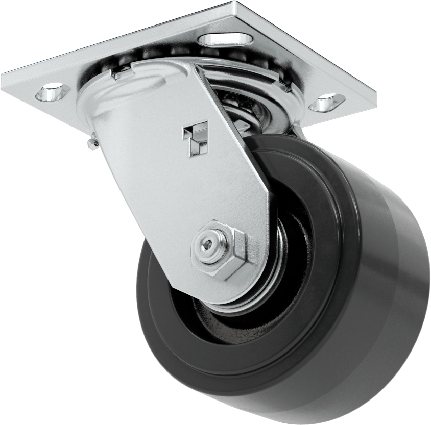 4-1/2“ x 4” Montaj Plakalı Samson Tekerlek, 4 inç Çapında Siyah Kauçuk Tekerlekli Döner Tekerlek, Açık Rulman