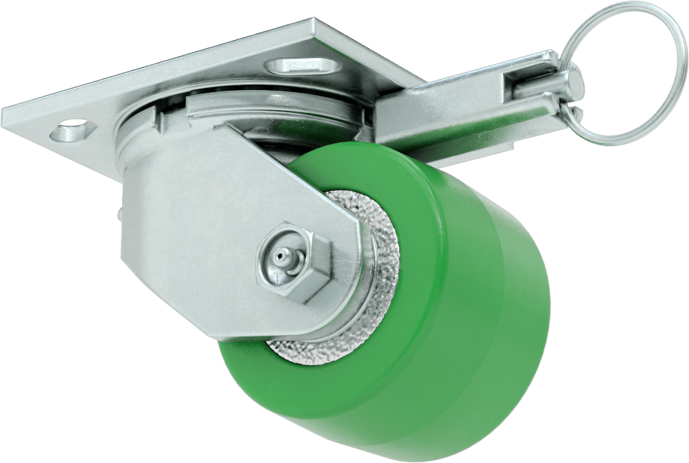 4-1/2“ x 4” Montaj Plakalı Samson Tekerlek, Döner Kilitli ve 3-1/4" Çaplı 95A Poliüretan Tekerlekli Döner