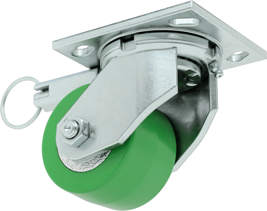 4-1/2“ x 4” Montaj Plakalı Samson Tekerlek, Döner Kilitli ve 3-1/4" Çaplı 95A Poliüretan Tekerlekli Döner