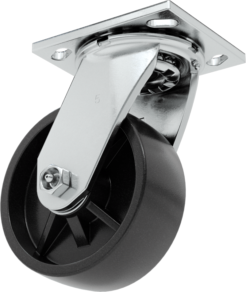 4-1/2“ x 4” Montaj Plakalı Samson Tekerlek, 5" Çaplı Polipropilen Tekerlekli Döner Tekerlek, Açık Rulman