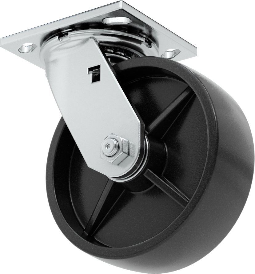 4-1/2“ x 4” Montaj Plakalı Samson Tekerlek, 6" Çaplı Polipropilen Tekerlekli Döner Tekerlek, Açık Rulman