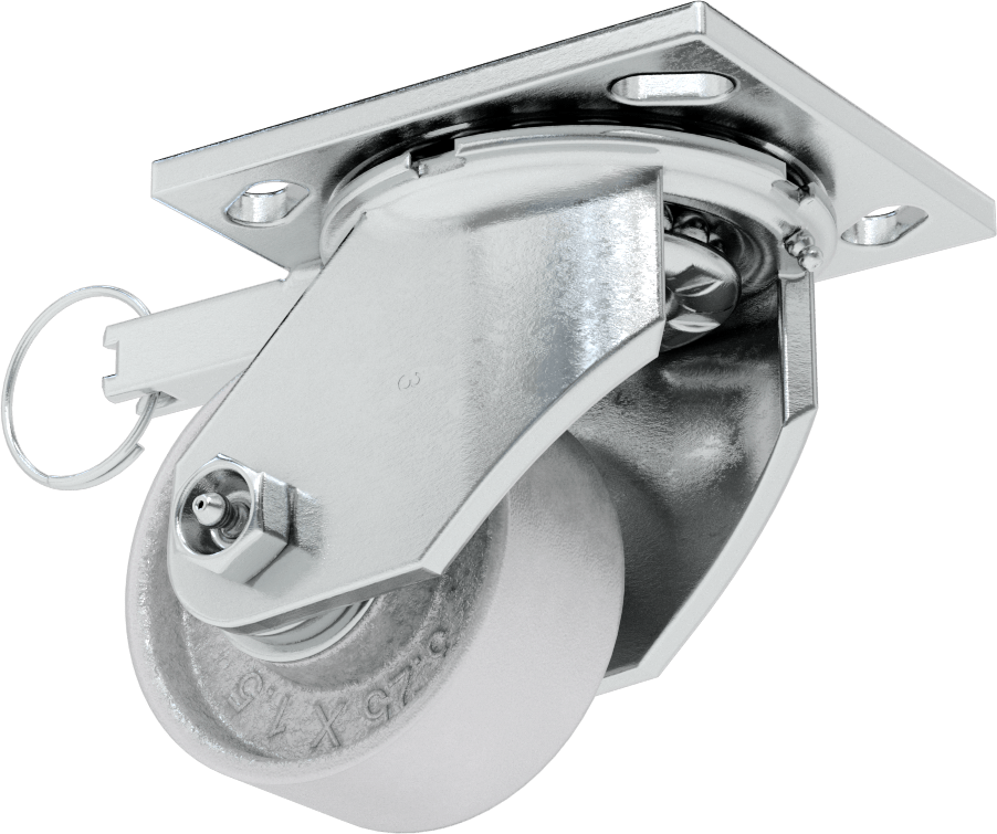 4-1/2“ x 4” Montaj Plakalı Samson Tekerlek, Döner Kilitli ve 3-1/4" Çaplı Metal Tekerlekli Döner