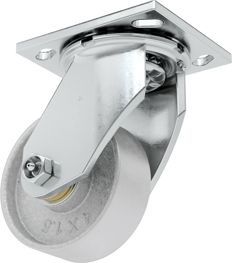 4-1/2“ x 4” Montaj Plakalı Samson Tekerlek, 4" Çaplı Metal Tekerlekli Döner