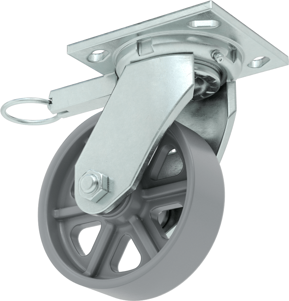 4-1/2“ x 4” Montaj Plakalı Samson Tekerlek, Döner Kilitli ve 5" Çapında Metal Tekerlekli Döner