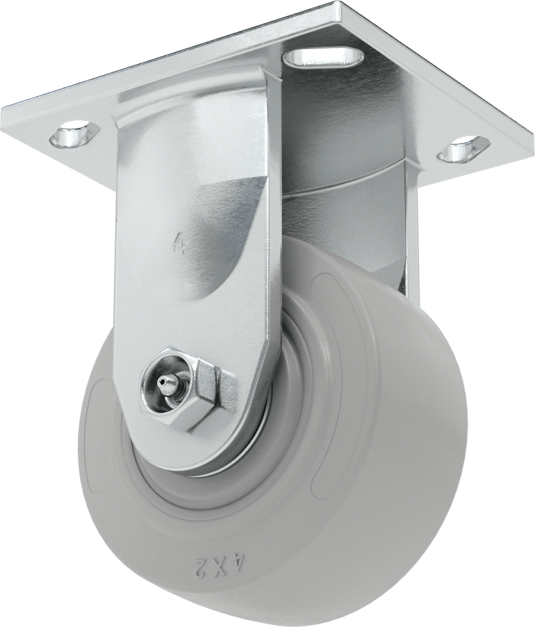 4-1/2“ x 4” Montaj Plakalı Samson Tekerlek, 4 inç Çapında Gri Kauçuk Tekerlekli Sert, Açık Rulman