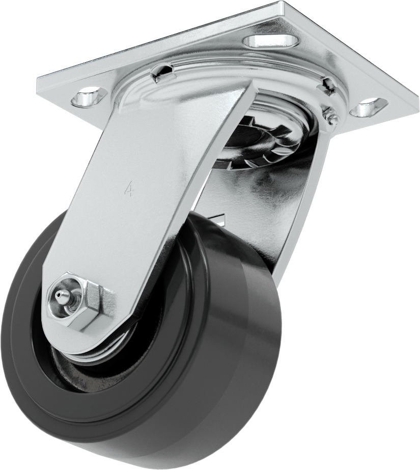 4-1/2“ x 4” Montaj Plakalı Samson Tekerlek, 4 inç Çapında Siyah Kauçuk Tekerlekli Döner Tekerlek, Koruyuculu Rulman