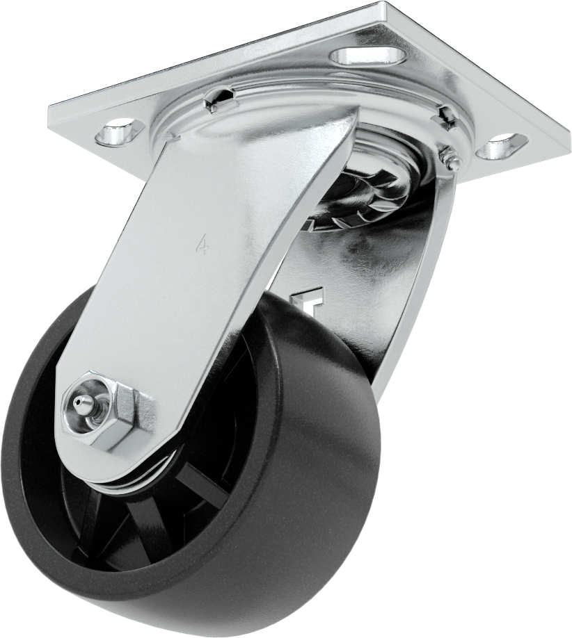 4-1/2“ x 4” Montaj Plakalı Samson Tekerlek, 4" Çaplı Polipropilen Tekerlekli Döner Tekerlek, Koruyuculu Rulman