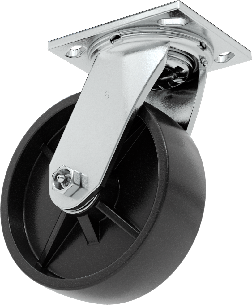 4-1/2“ x 4” Montaj Plakalı Samson Tekerlek, 6" Çaplı Polipropilen Tekerlekli Döner Tekerlek, Koruyuculu Rulman