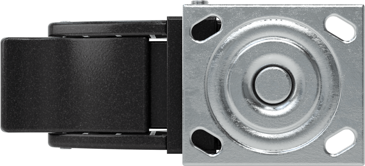 4-1/2“ x 4” Montaj Plakalı Samson Tekerlek, Total Lock özellikli ve 6 inç çapında siyah lastik tekerlekli döner ayak, Açık Rulman