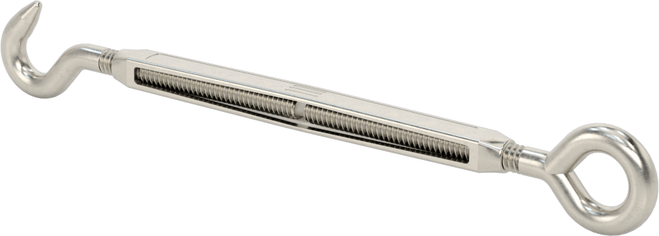 316 Paslanmaz Çelik Gerdirme - Kaldırma Amaçlı Değil, Kanca-Göz, 100 lbs. Kapasite, 5-1/2" Geri Çekilmiş Uzunluk