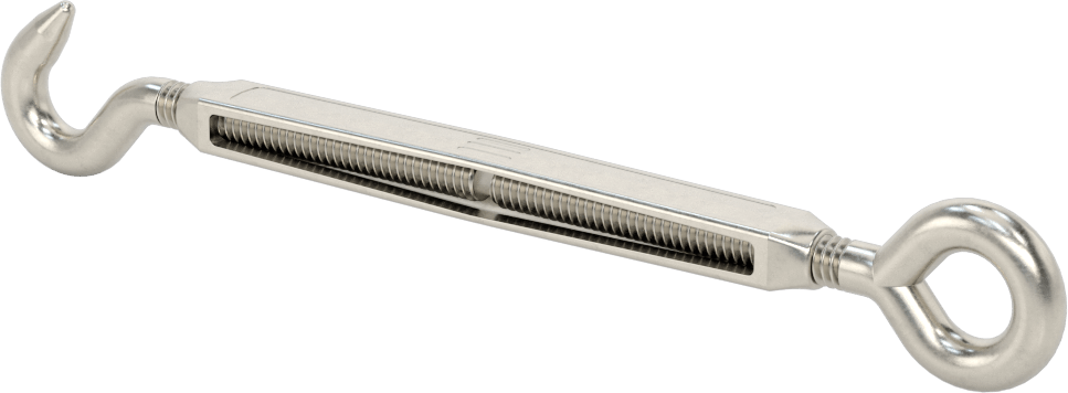 316 Paslanmaz Çelik Gerdirme - Kaldırma Amaçlı Değil, Kanca-Göz, 200 lbs. Kapasite, 6-1/2" Geri Çekilmiş Uzunluk