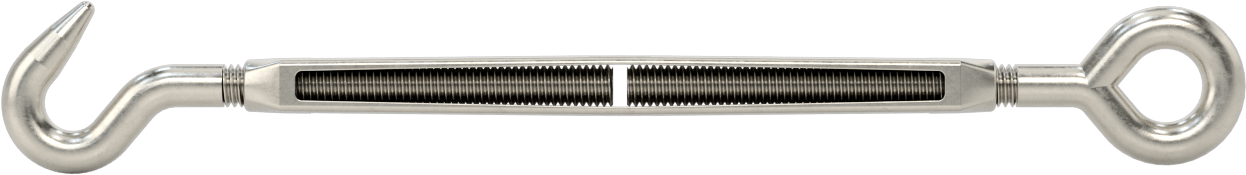 316 Paslanmaz Çelik Gerdirme - Kaldırma Amaçlı Değil, Kanca-Oval Göz, 700 lb. Kapasite, 11" Geri Çekilmiş Uzunluk