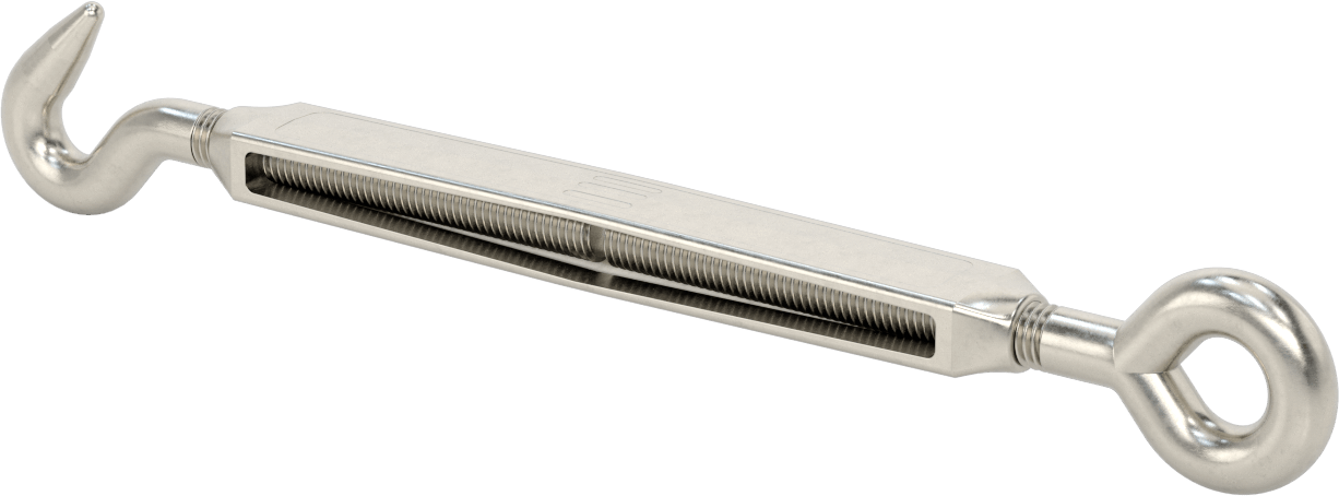 316 Paslanmaz Çelik Gerdirme - Kaldırma Amaçlı Değil, Kanca-Göz, 1600 lbs. Kapasite, 15-3/4" Geri Çekilmiş Uzunluk